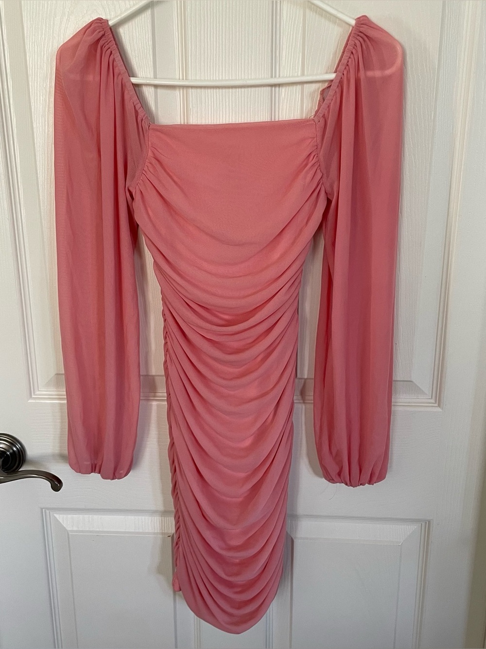 Blush Pink Off The Shoulder Cinched Bodycon Dress size XS